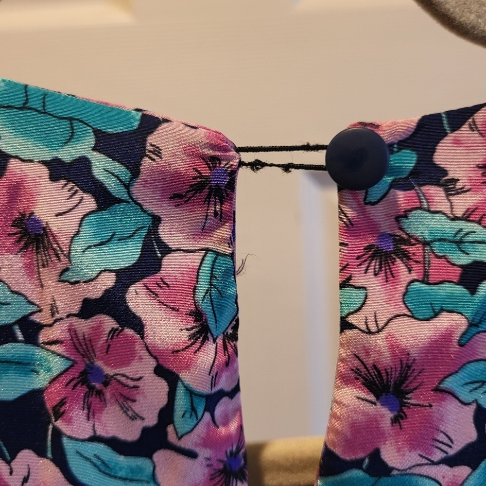 Vintage Evanna Colorful Floral Long Sleeve Blouse Made In USA Size 12 - Picture 6 of 9